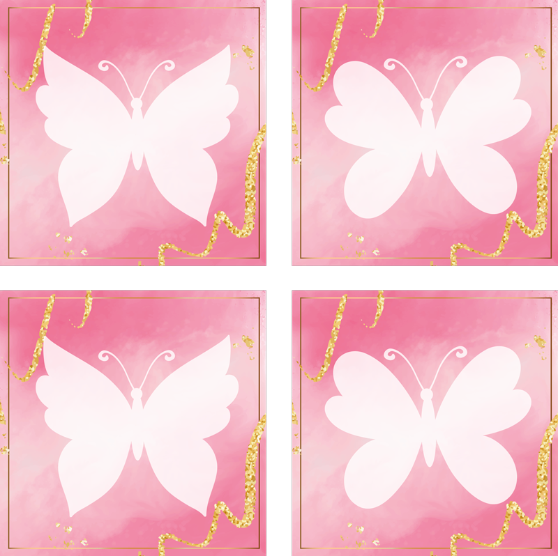 Vinylmatta djur med rosa fjärilsplattor - Tenstickers