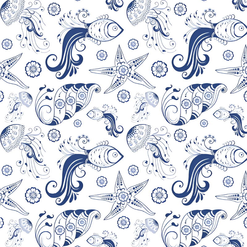 Vinylmatta djur ornamental havliv - Tenstickers