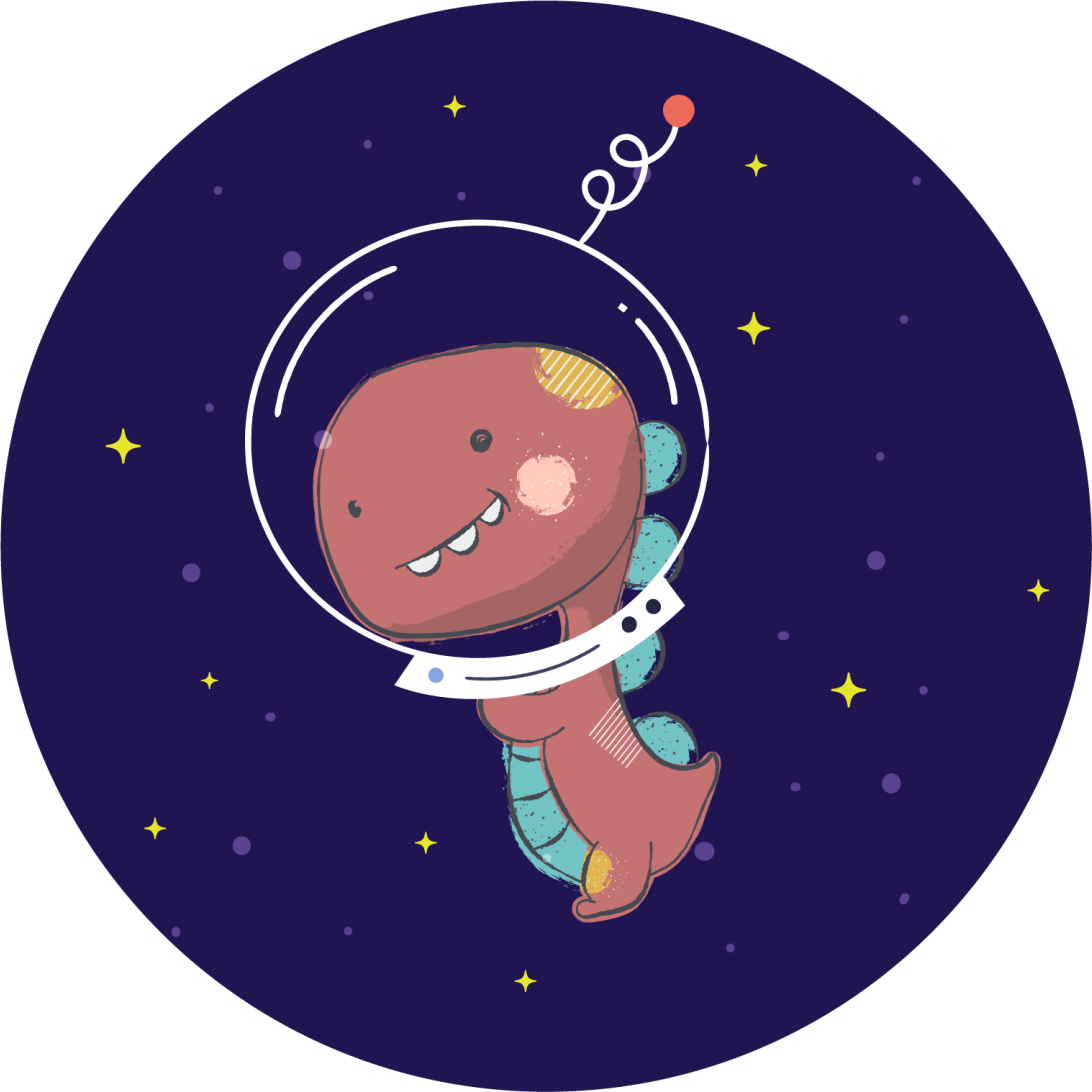 Vinylmatta djur rymd t-rex - Tenstickers