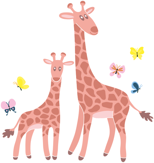 Vinylmatta djur fjärilsgiraff för förälder och barn - Tenstickers