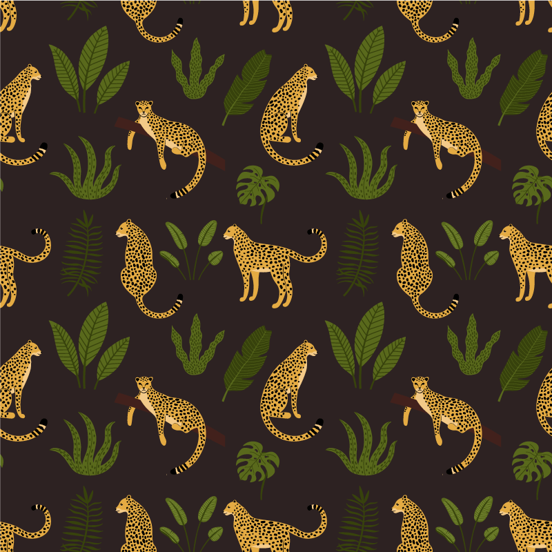 Vinylmatta djur mörk botanisk och vild leopardmönster - Tenstickers