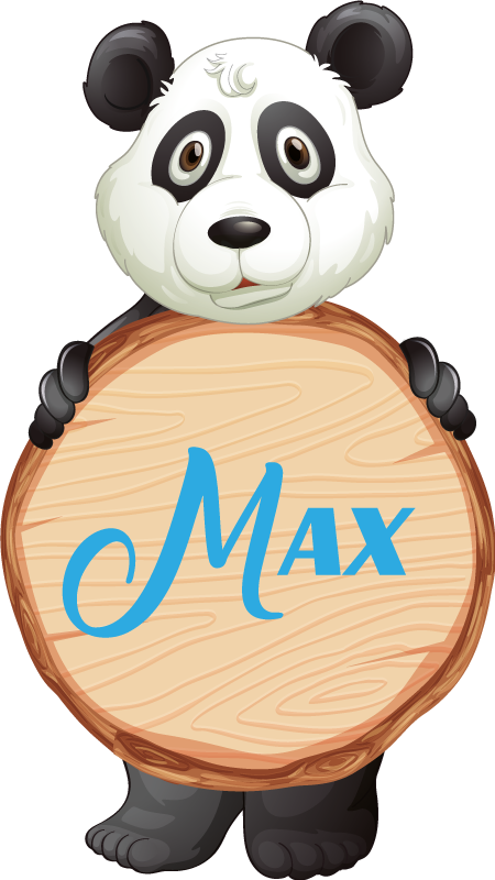 Vinylmatta djur panda med namn - Tenstickers