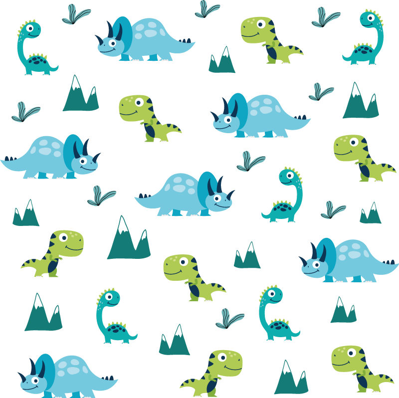 Vinylmatta djur nordiska dinosaurier bergset - Tenstickers