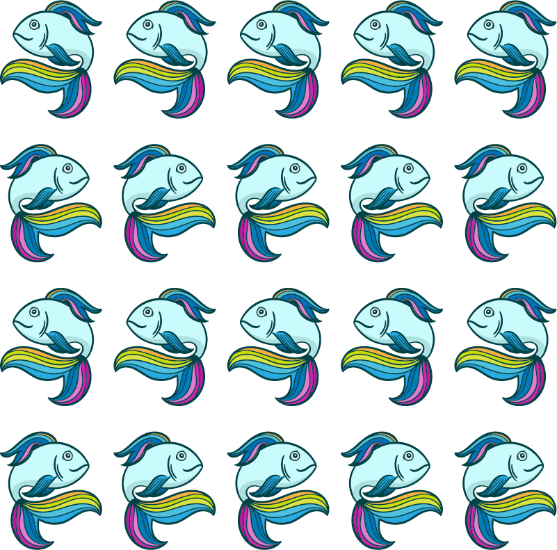 Vinylmatta djur blå neonfisk - Tenstickers