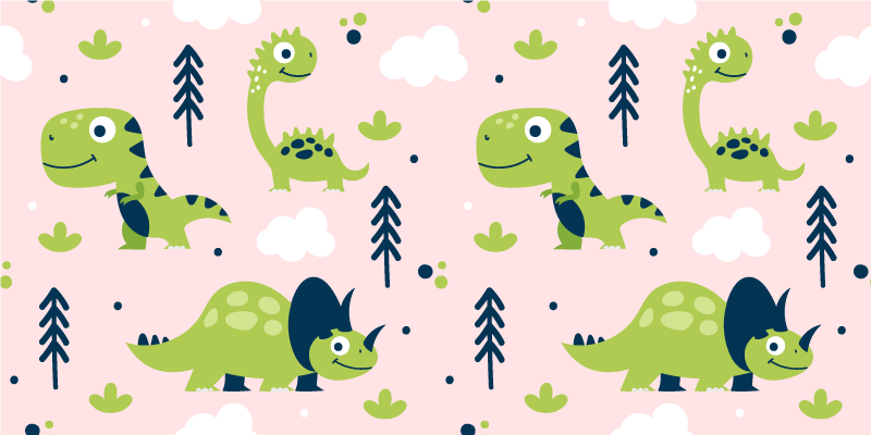 Vinylmatta djur små gröna dinosaurier - Tenstickers