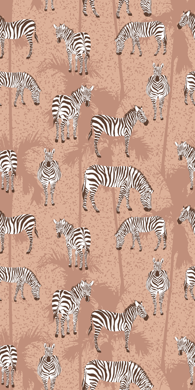 Vinylmatta djur zebra och palmer brun - Tenstickers
