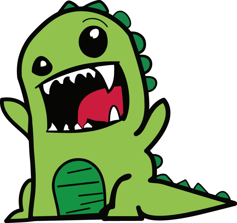 Vinylmatta djur grön dinosaur kludd skrämmande - Tenstickers