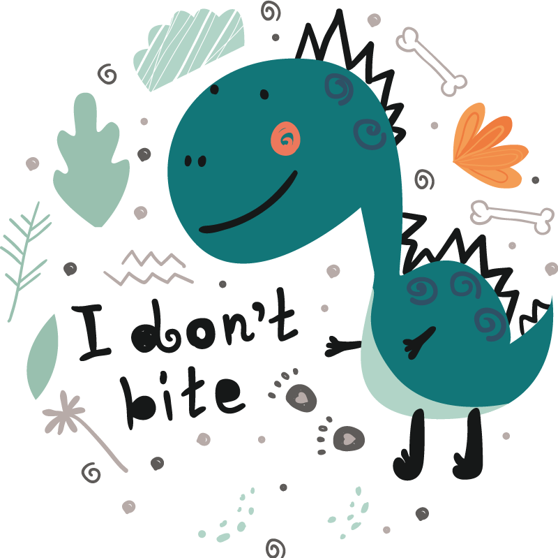 Vinylmatta djur dinosaur grön leende - Tenstickers