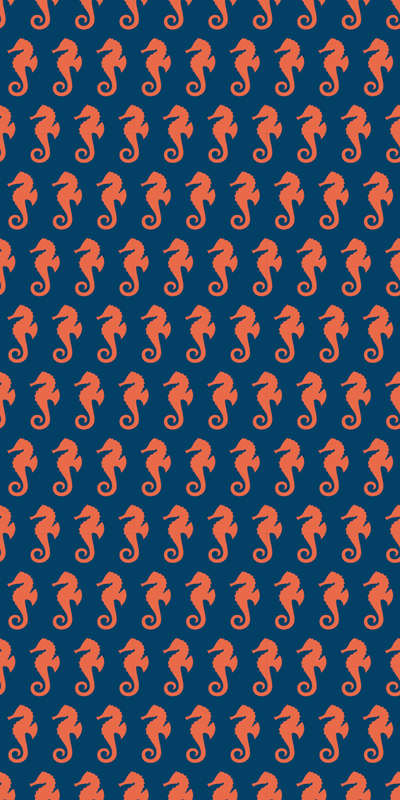 Vinylmatta djur med mönster av orange sjöhäst - Tenstickers