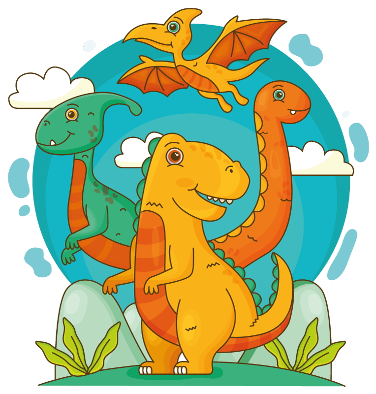 Vinylmatta djur dinosaurer i djungeln - Tenstickers