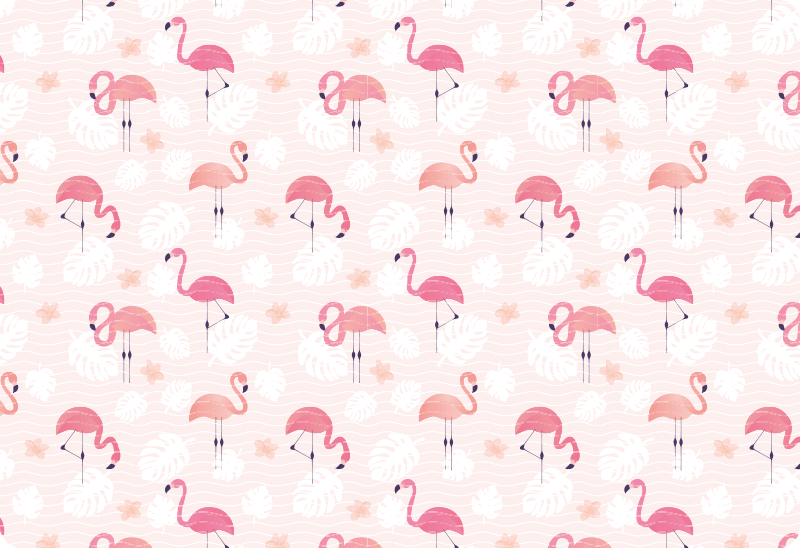Vinylmatta djur med rosa flamingomotiv - Tenstickers