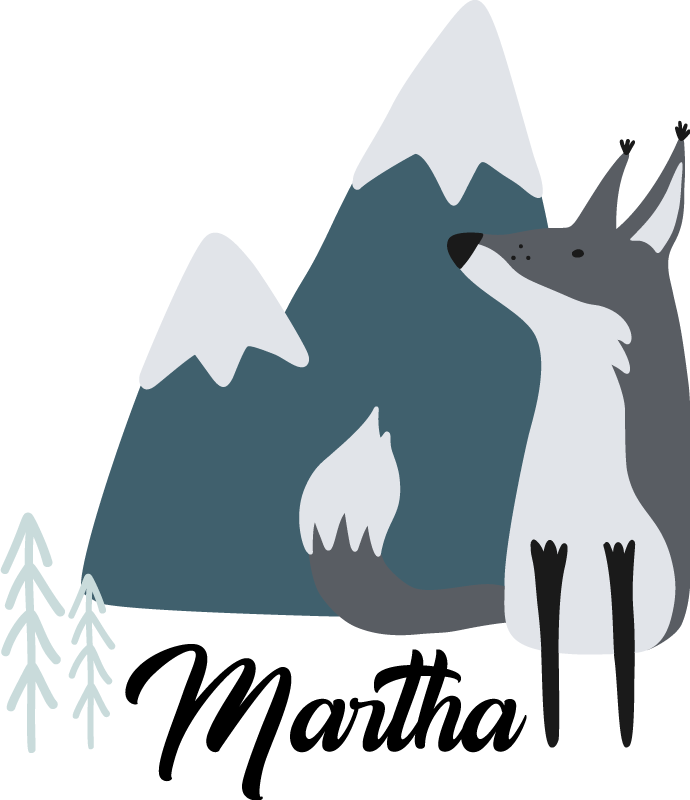 Vinylmatta djur nordisk snöfox personlig - Tenstickers