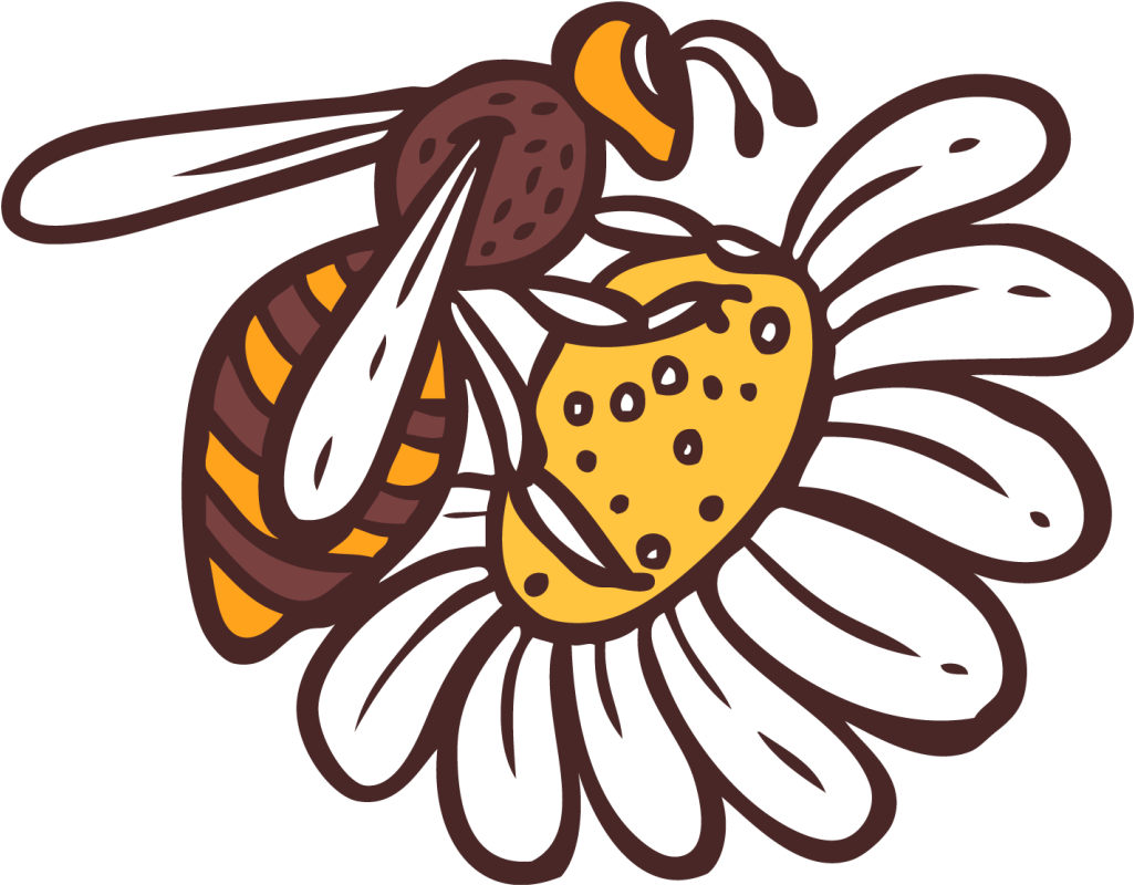 Vinylmatta djur bi på blomma - Tenstickers