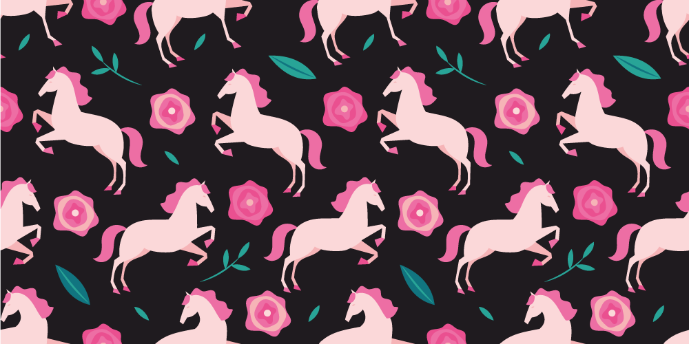 Vinylmatta djur blommor och växter med hästar - Tenstickers