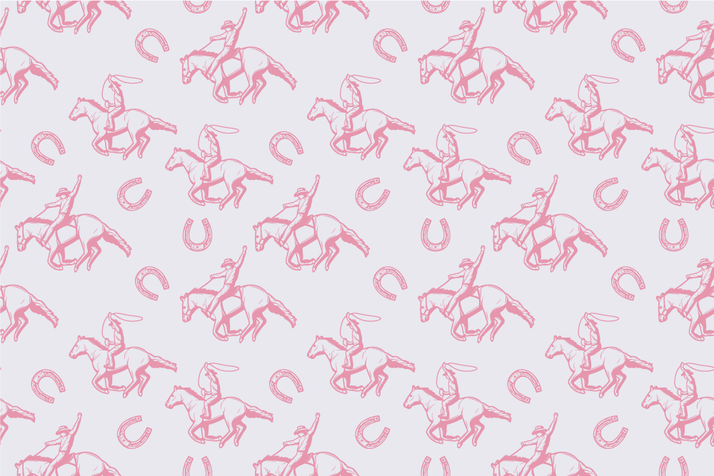 Vinylmatta djur rosa cowboyhästmönster - Tenstickers