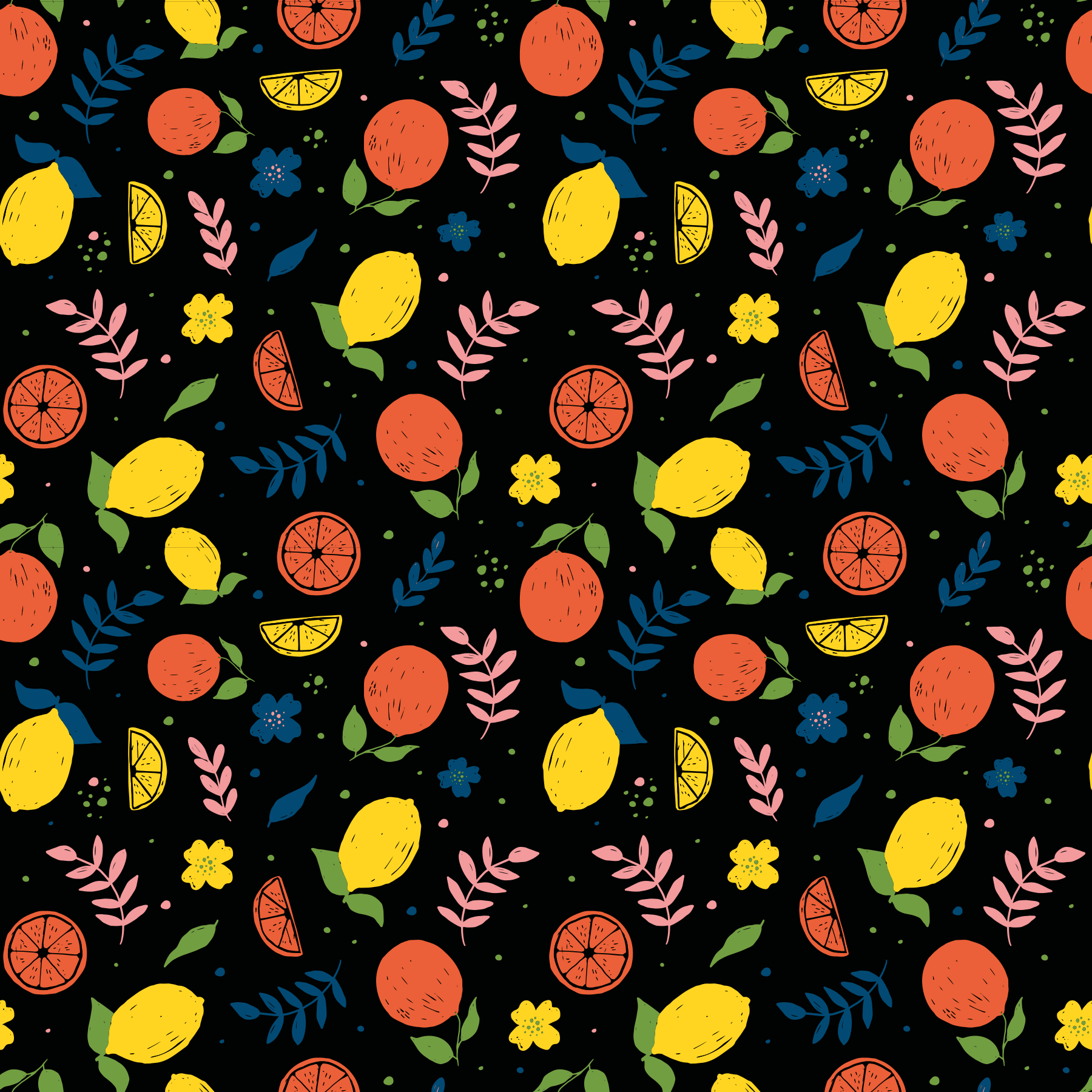 Vinylmatta djur citrusfrukter med blad - Tenstickers