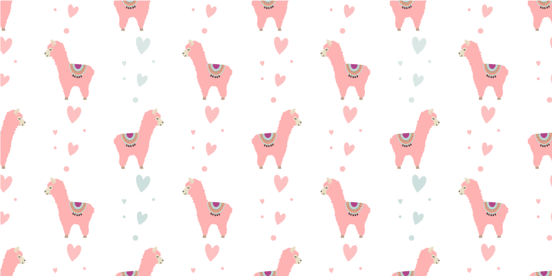 Vinylmatta djur med rosa lama mönster - Tenstickers