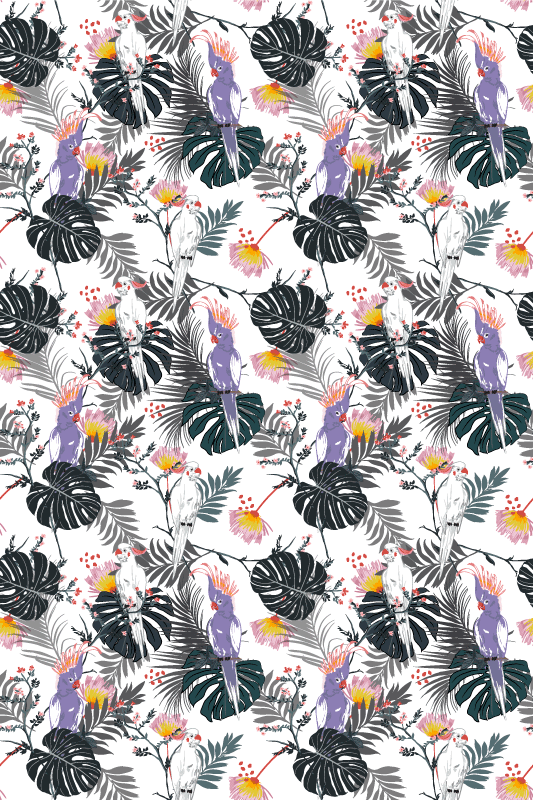 Vinylmatta djur röd och lila papegojor - Tenstickers