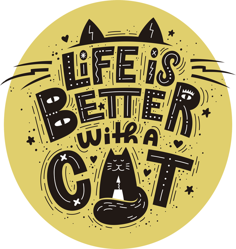 Vinylmatta djur livet är bättre med katt - Tenstickers