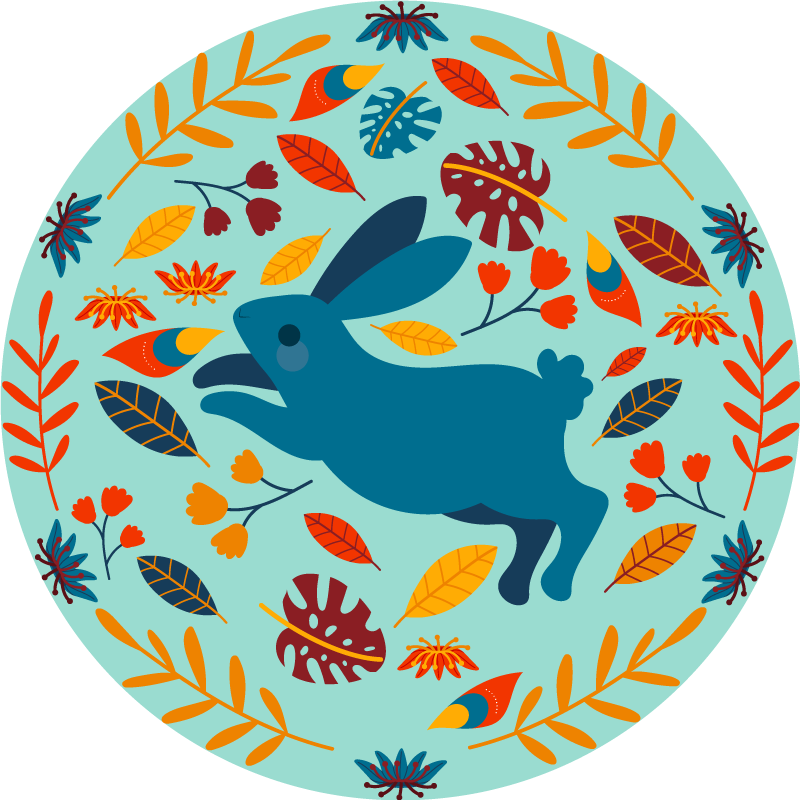 Vinylmatta djur lekfull kaninillustration - Tenstickers