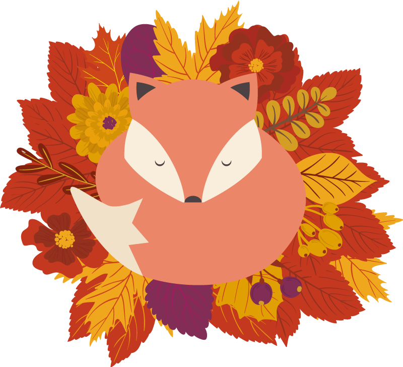 Vinylmatta djur räv med löv - Tenstickers