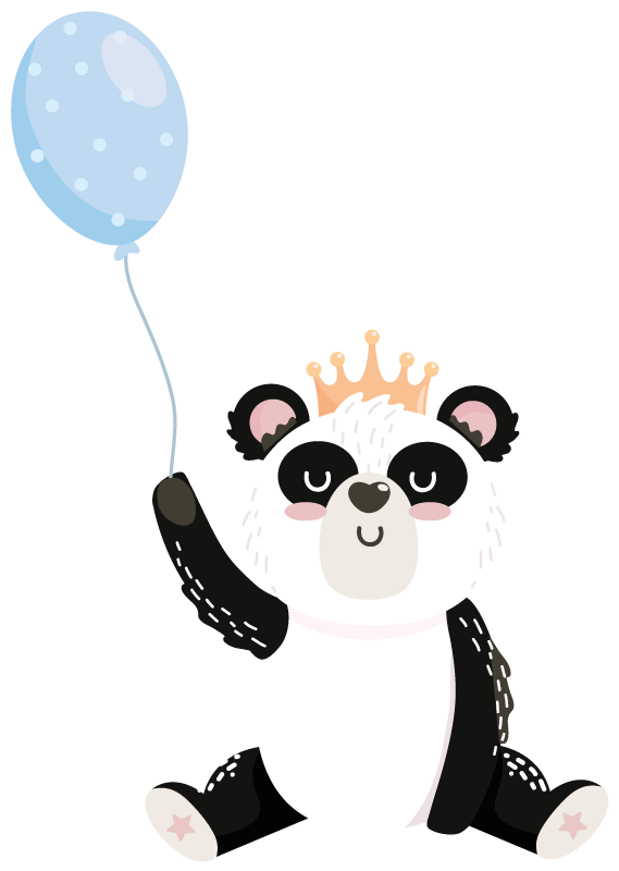 Vinylmatta djur söt panda ballong - Tenstickers