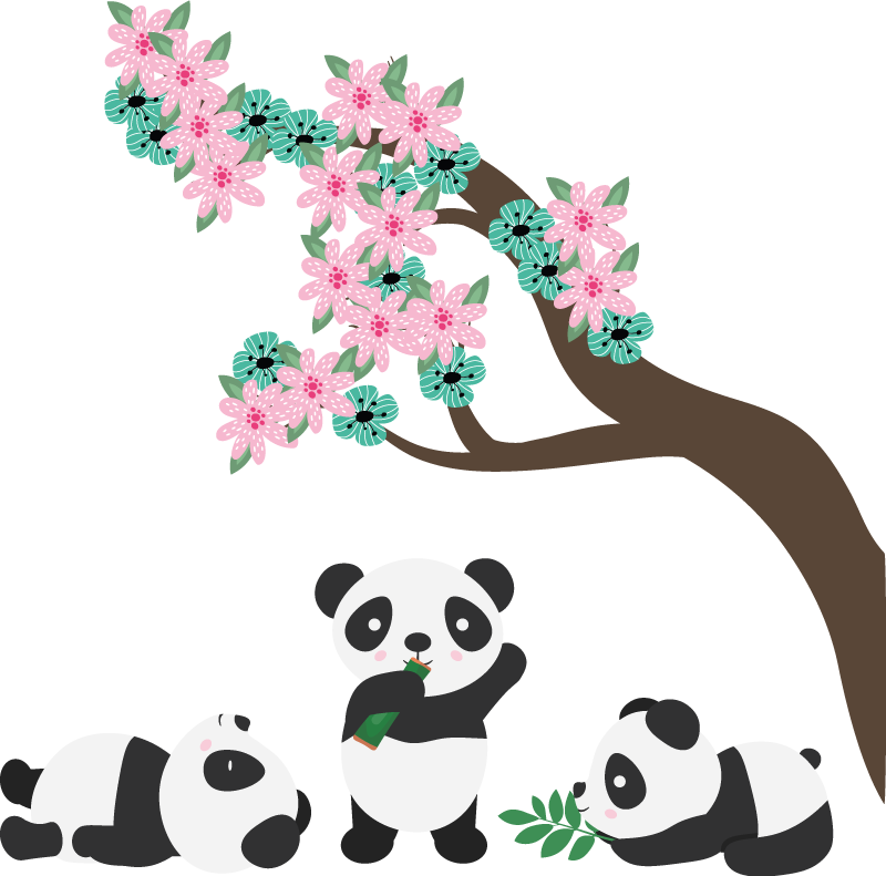 Vinylmatta djur fantasifulla pandaklan - Tenstickers