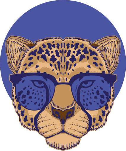 Vinylmatta djur leopard med glasögon - Tenstickers