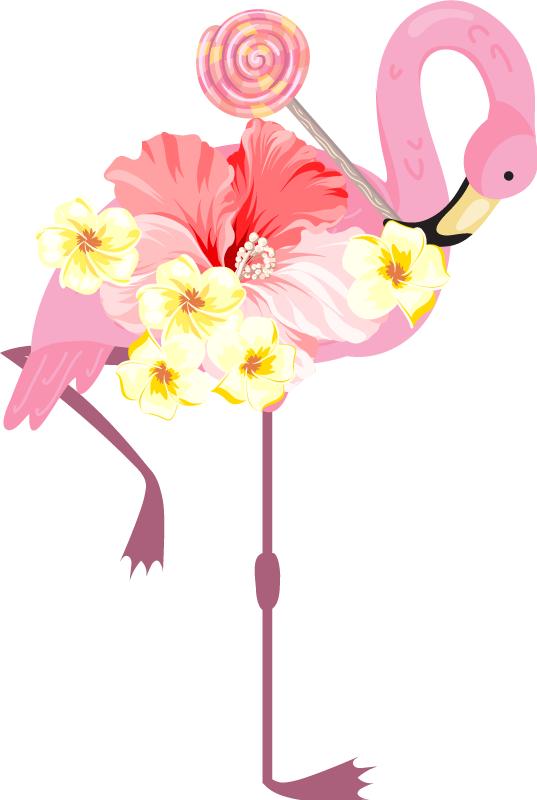 Vinylmatta djur flamingo blomsterdesign - Tenstickers