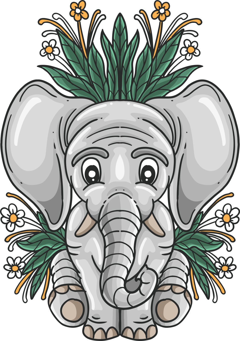 Vinylmatta djur söt elefantillustration - Tenstickers