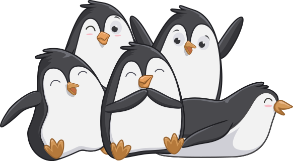 Vinylmatta djur glad pingvinfamilj - Tenstickers