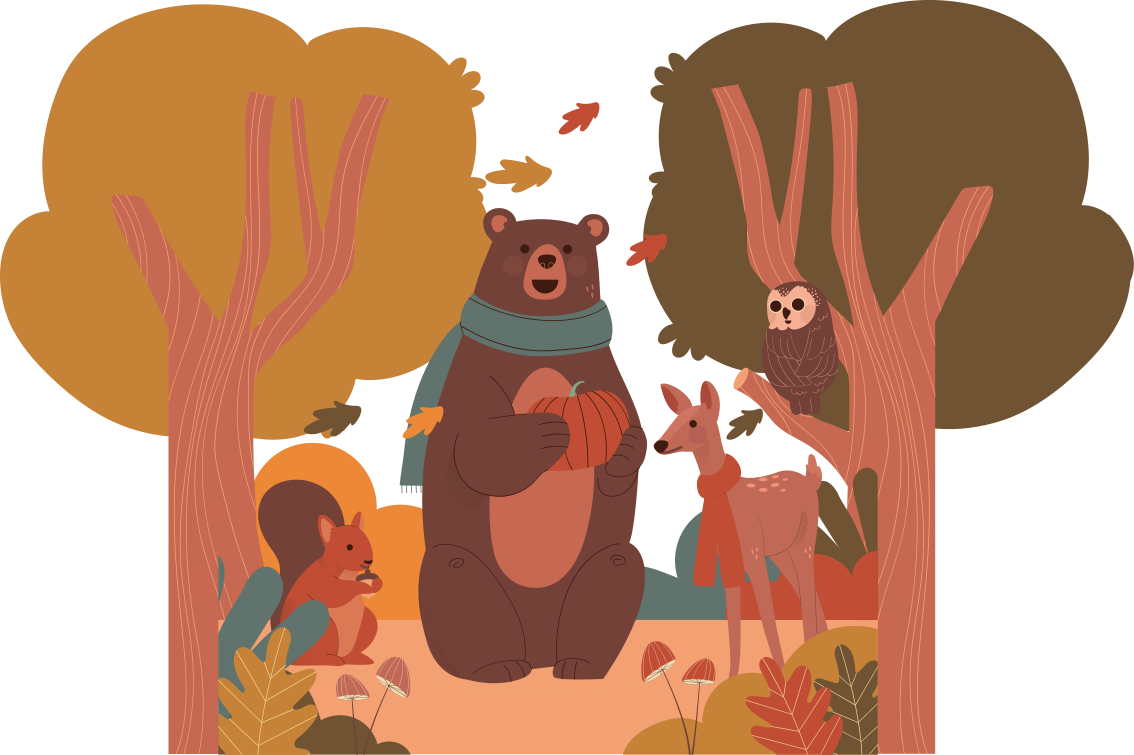Vinylmatta djur höstskogsdjur - Tenstickers