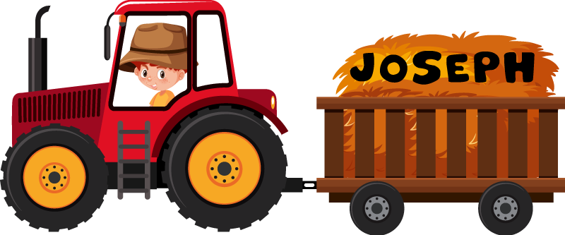 Vinylmatta djur traktor med hö - Tenstickers