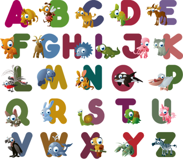 Vinylmatta djur med djurens alfabet - Tenstickers