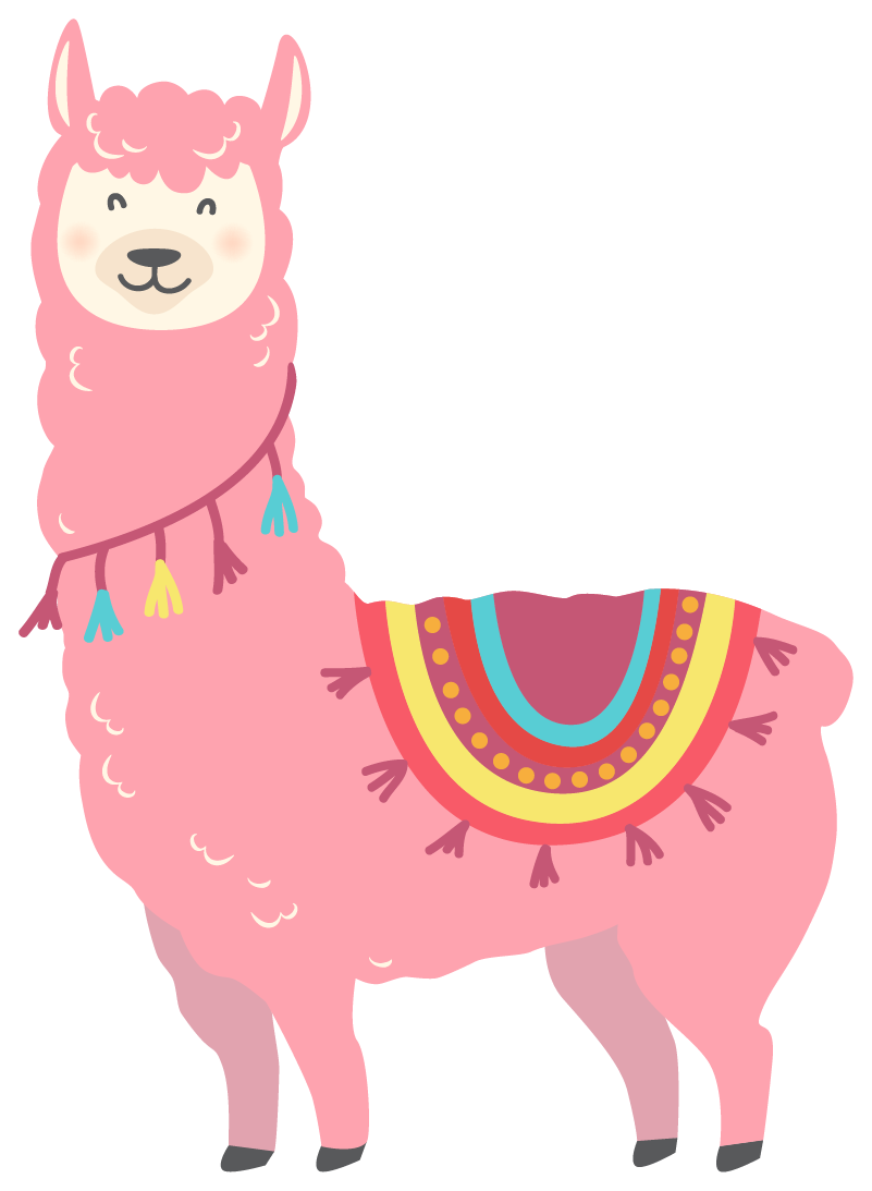 Vinylmatta djur rosa lama - Tenstickers