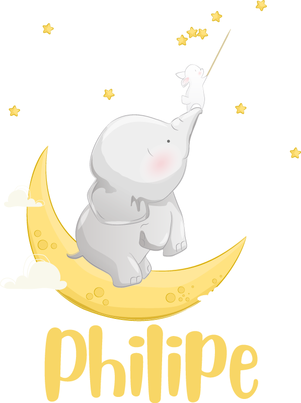 Vinylmatta djur anpassningsbart namn elefant och kanin - Tenstickers