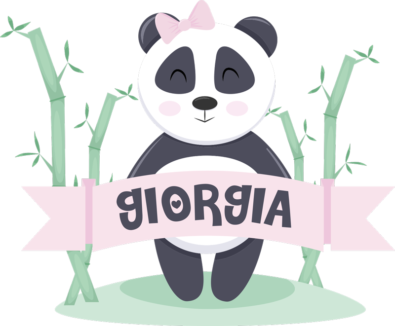 Vinylmatta djur baby panda tjej med namn - Tenstickers