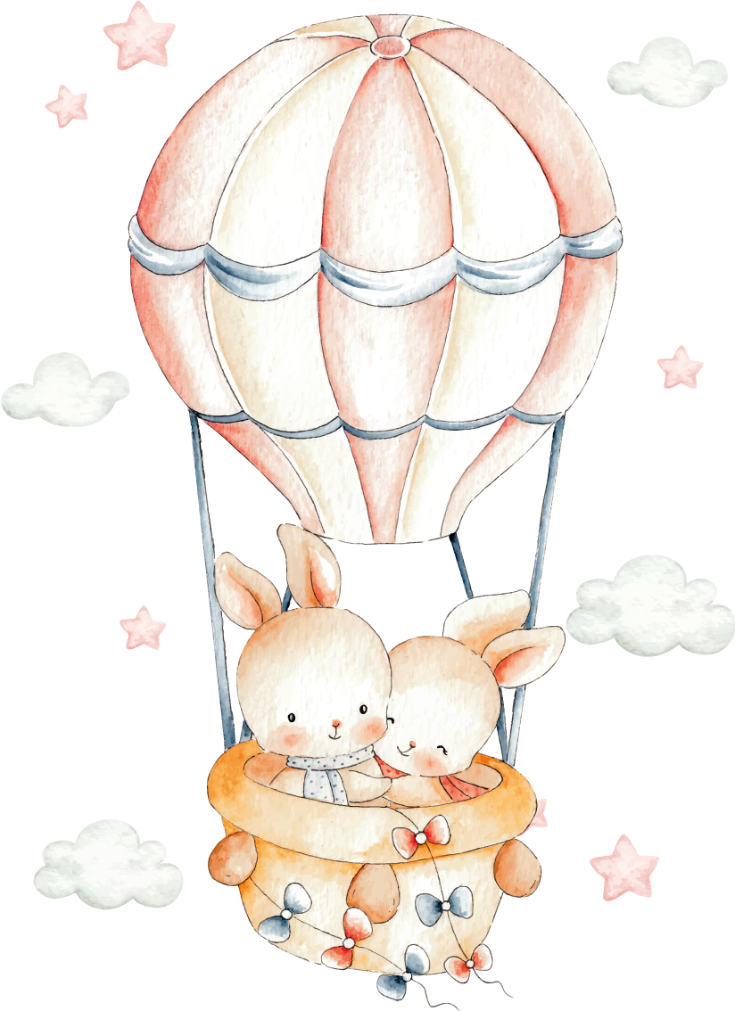 Vinylmatta djur pastellkaniner på luftballonger - Tenstickers