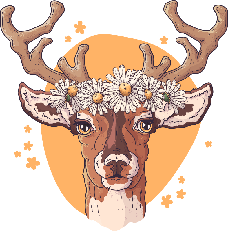 Vinylmatta djur blomsterhjort - Tenstickers