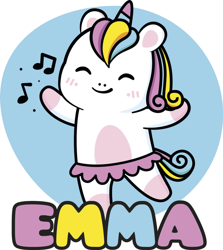 Vinylmatta djur ballerina enhörning - Tenstickers