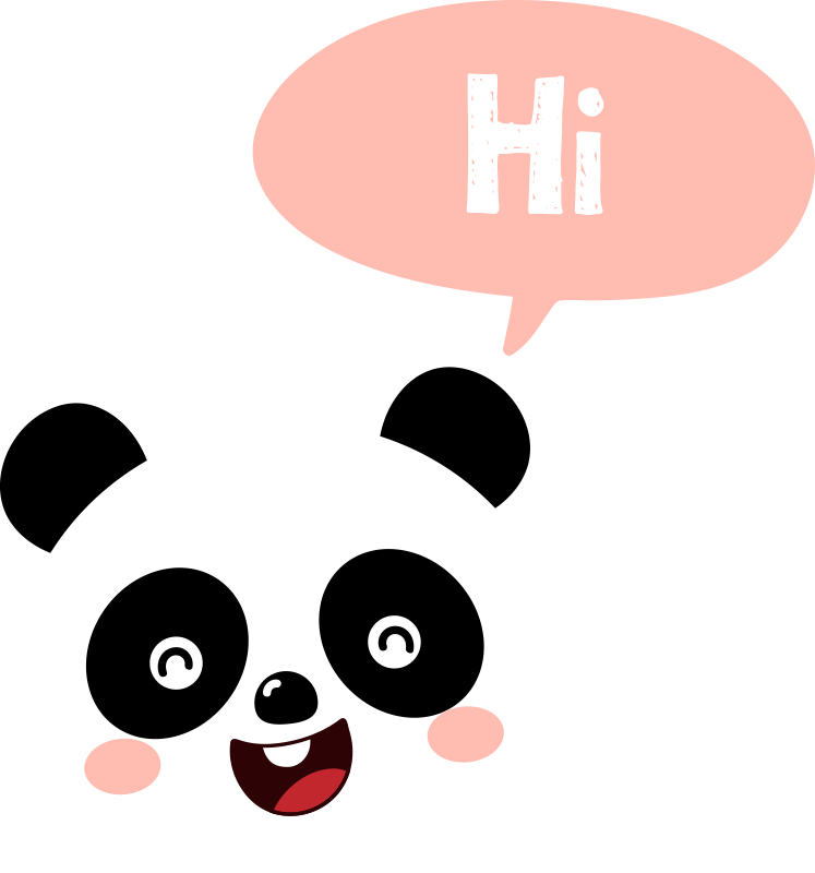 Vinylmatta djur tecknad panda säger hej - Tenstickers