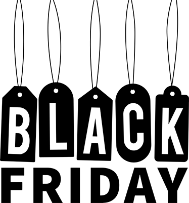 Svart och vit text black friday vinylmatta - Tenstickers