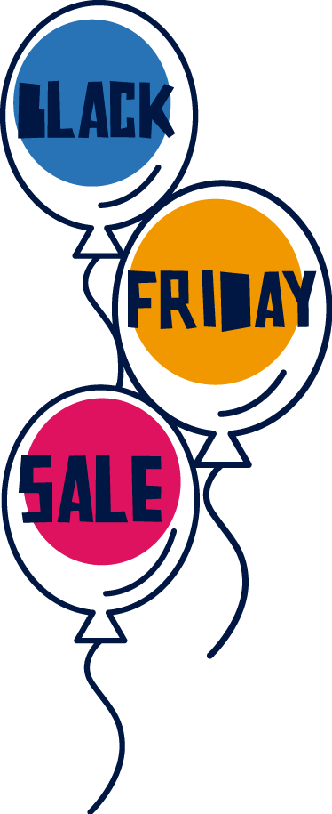 Black friday vinylmatta färgglada luftballonger - Tenstickers