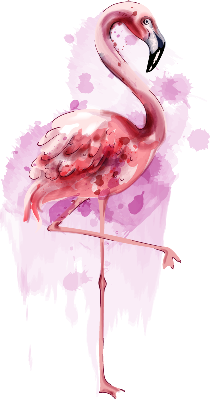 Vinylmatta djur elegant flamingosiluett - Tenstickers