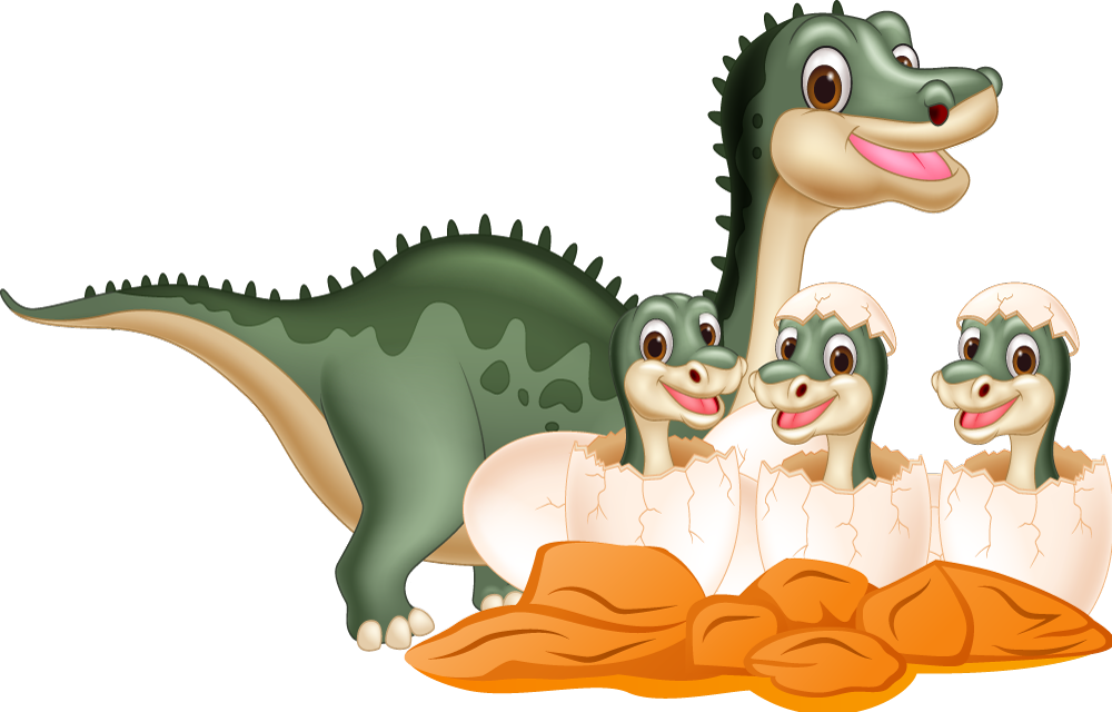 Vinylmatta djur söt dinosaurfamilj - Tenstickers