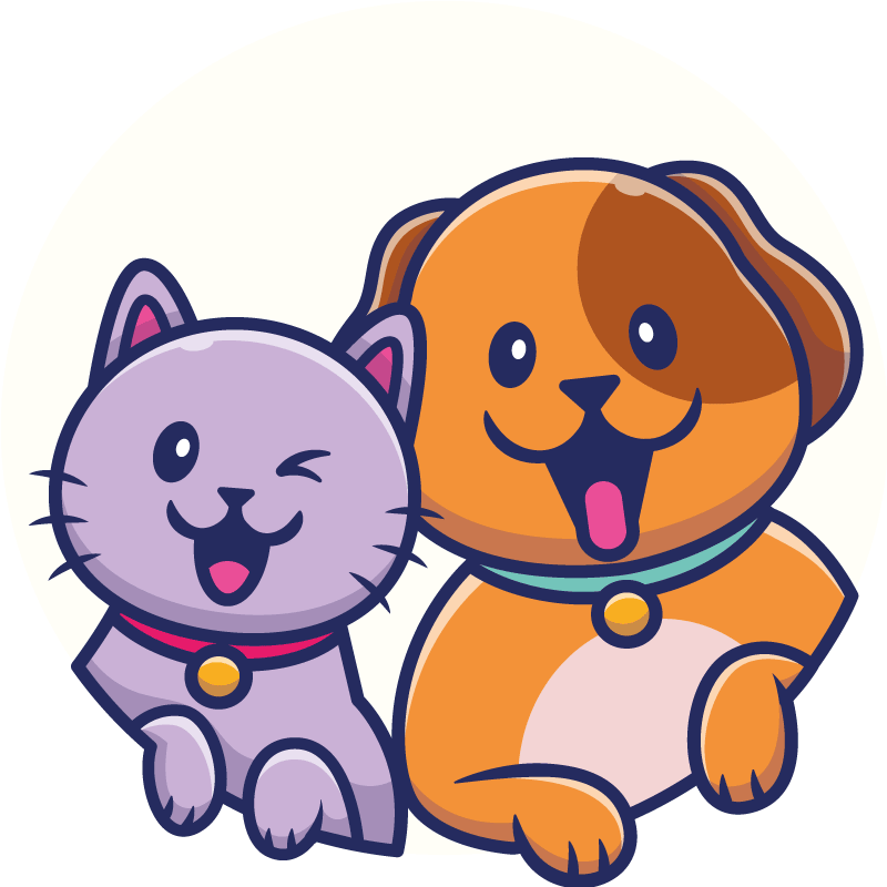 Vinylmatta djur lekfull katt hund - Tenstickers