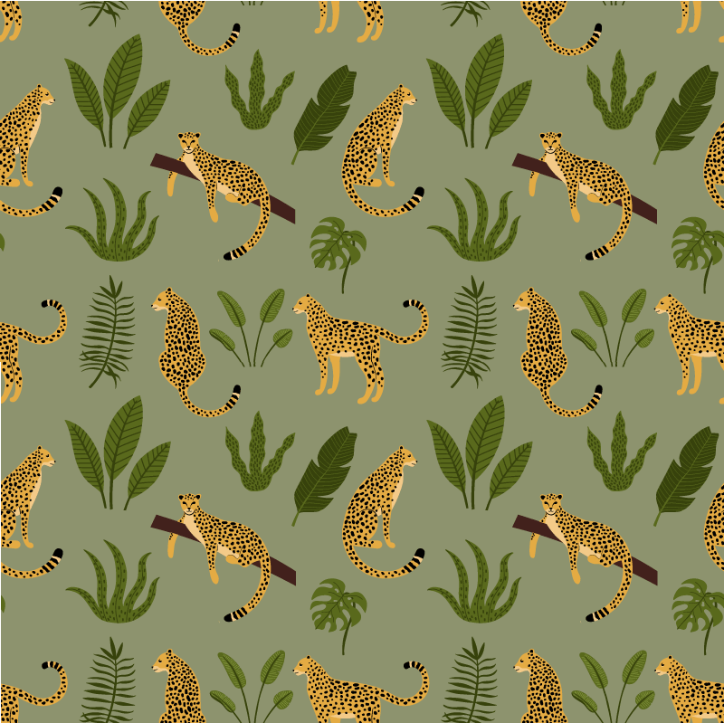 Vinylmatta djur leopardmönstrad djungel - Tenstickers