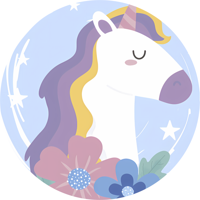 Vinylmatta djur med ljusa hår enhörning - Tenstickers