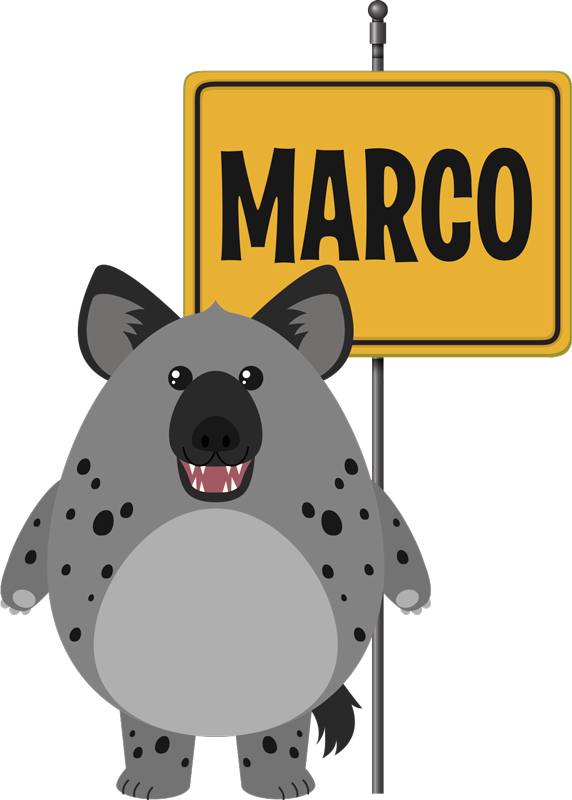 Vinylmatta djur hyena med namn - Tenstickers