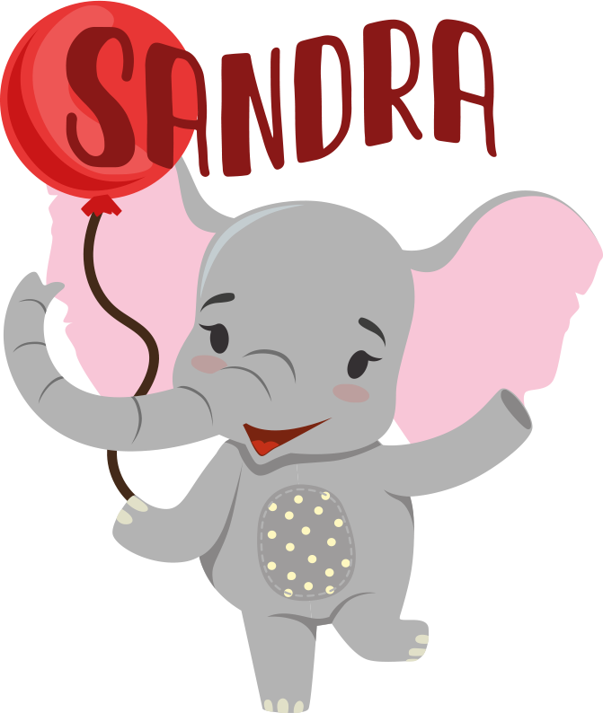 Vinylmatta djur elefant och ballong - Tenstickers
